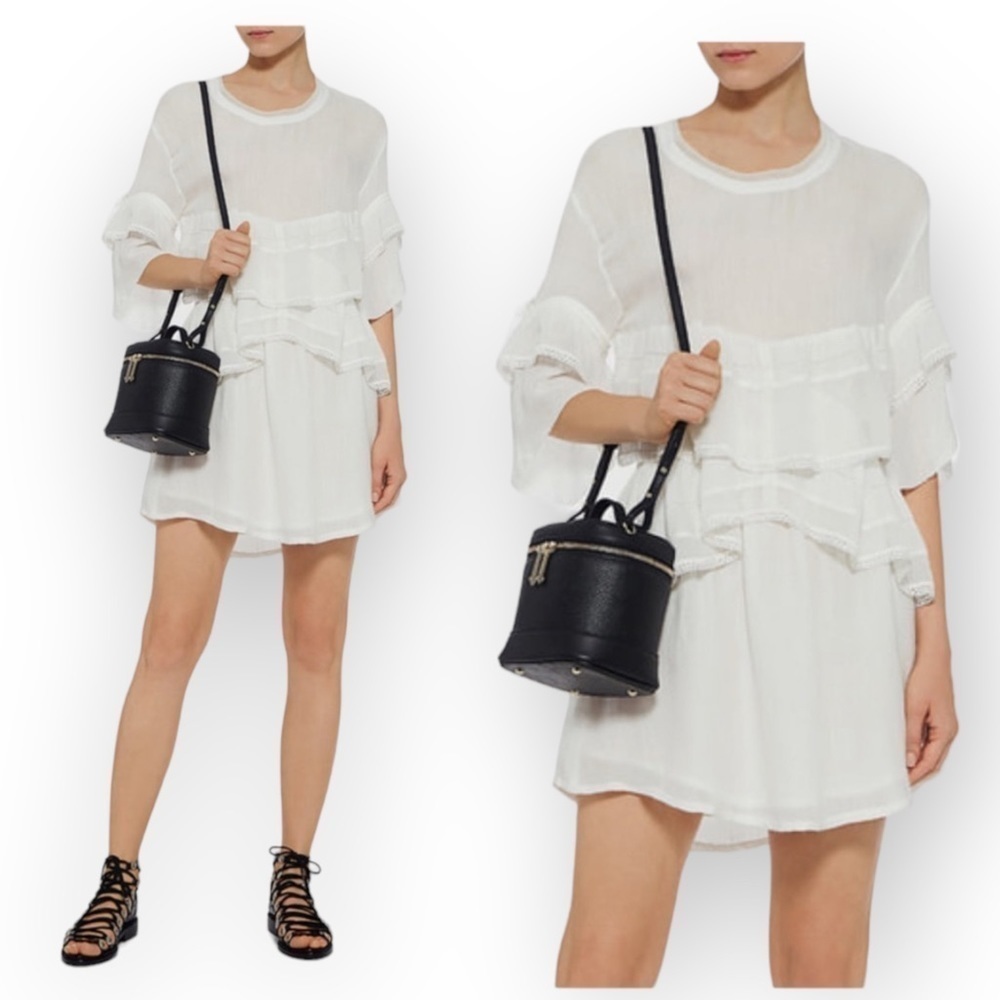 IRO Mini Dress, Cecile Ruffle Mini Dress, Off white
